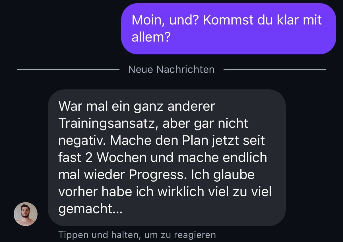 Feedback zum Trainingsplan
